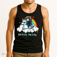 Unicorn Death Metal Rocker Go To Hell Rainbow Tank Top thumb 3
