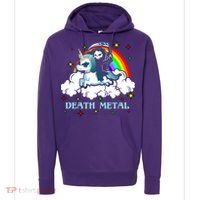 Unicorn Death Metal Rocker Go To Hell Rainbow Hoodie thumb 0