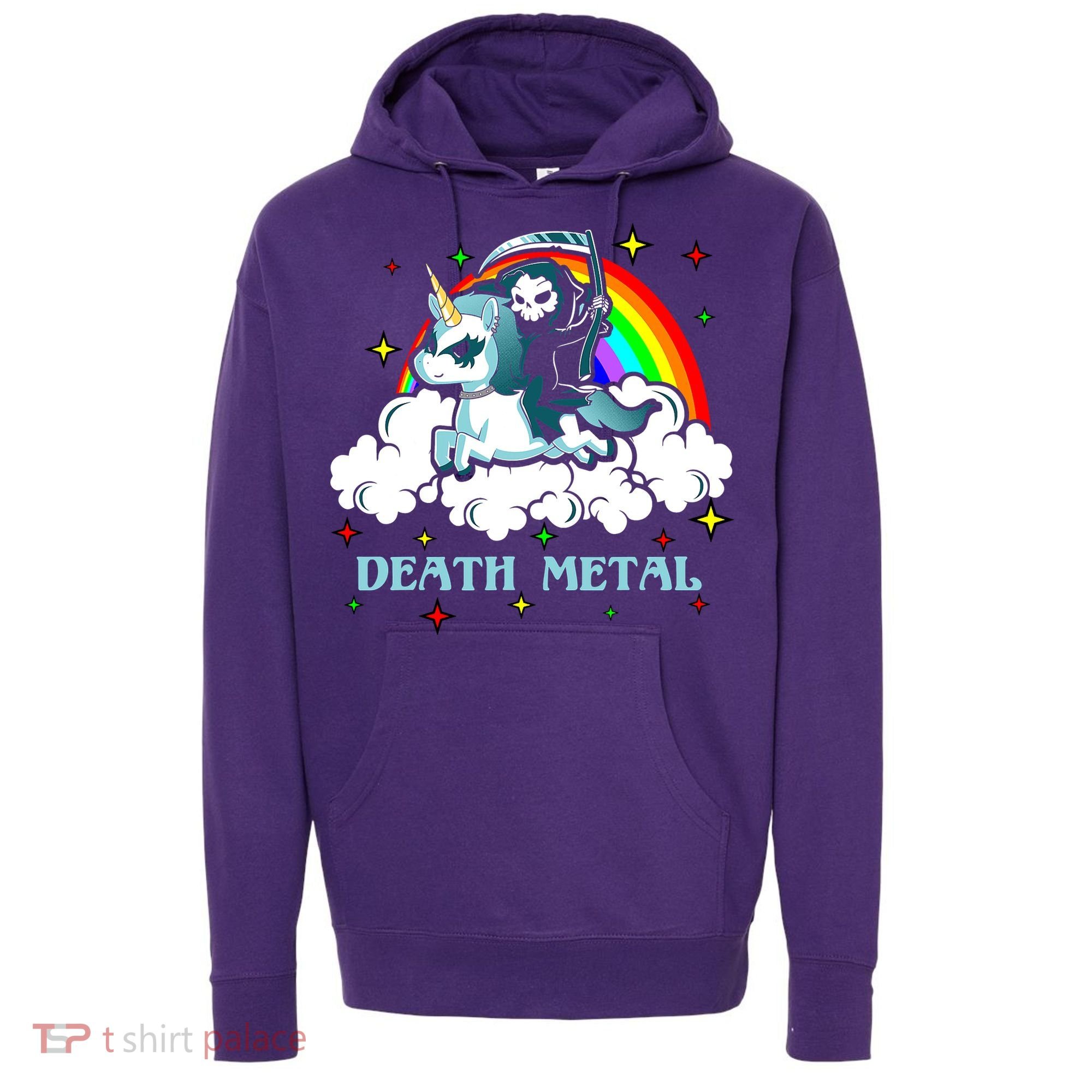 Unicorn Death Metal Rocker Go To Hell Rainbow Hoodie
