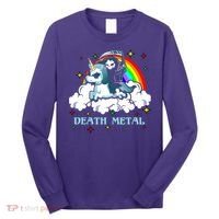 Unicorn Death Metal Rocker Go To Hell Rainbow Long Sleeve Shirt thumb 0