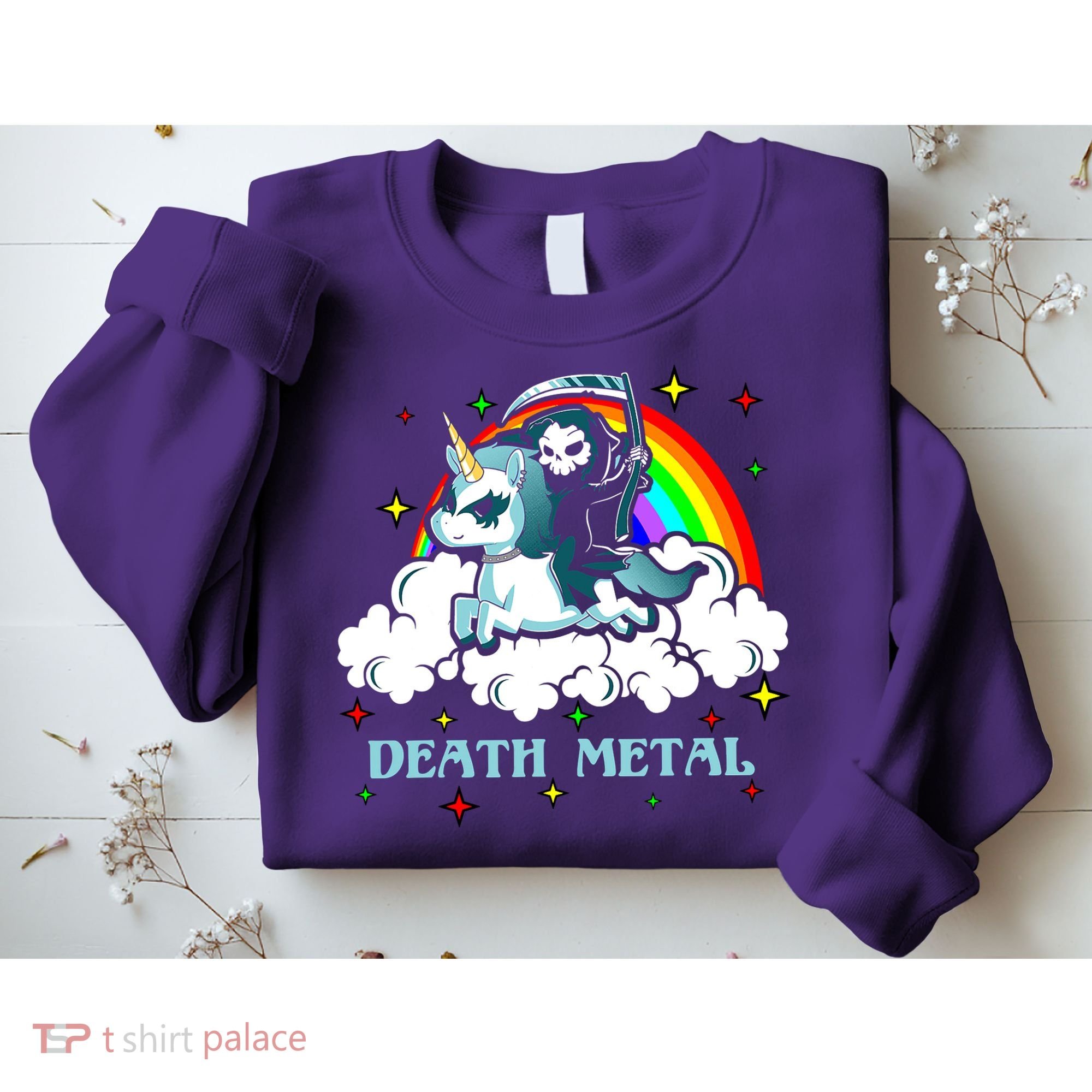 Unicorn Death Metal Rocker Go To Hell Rainbow Sweatshirt