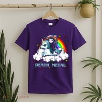 Unicorn Death Metal Rocker Go To Hell Rainbow T-Shirt thumb 2