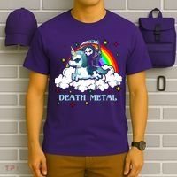 Unicorn Death Metal Rocker Go To Hell Rainbow T-Shirt thumb 6