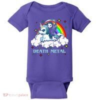 Unicorn Death Metal Rocker Go To Hell Rainbow Baby Bodysuit thumb 0
