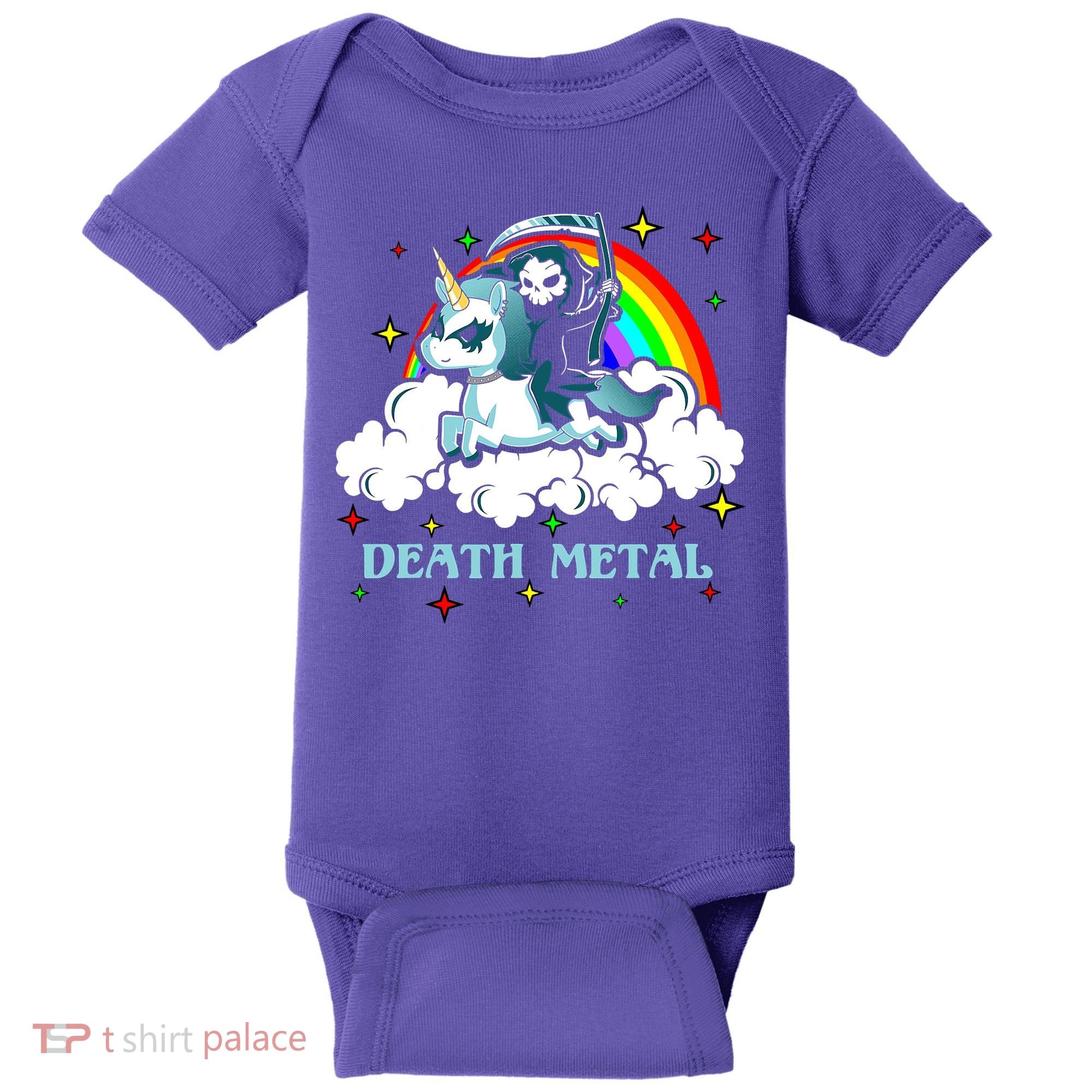 Unicorn Death Metal Rocker Go To Hell Rainbow Baby Bodysuit