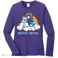 Unicorn Death Metal Rocker Go To Hell Rainbow Women's Long Sleeve Shirt thumb 0