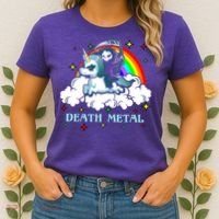 Unicorn Death Metal Rocker Go To Hell Rainbow Women's T-Shirt thumb 2