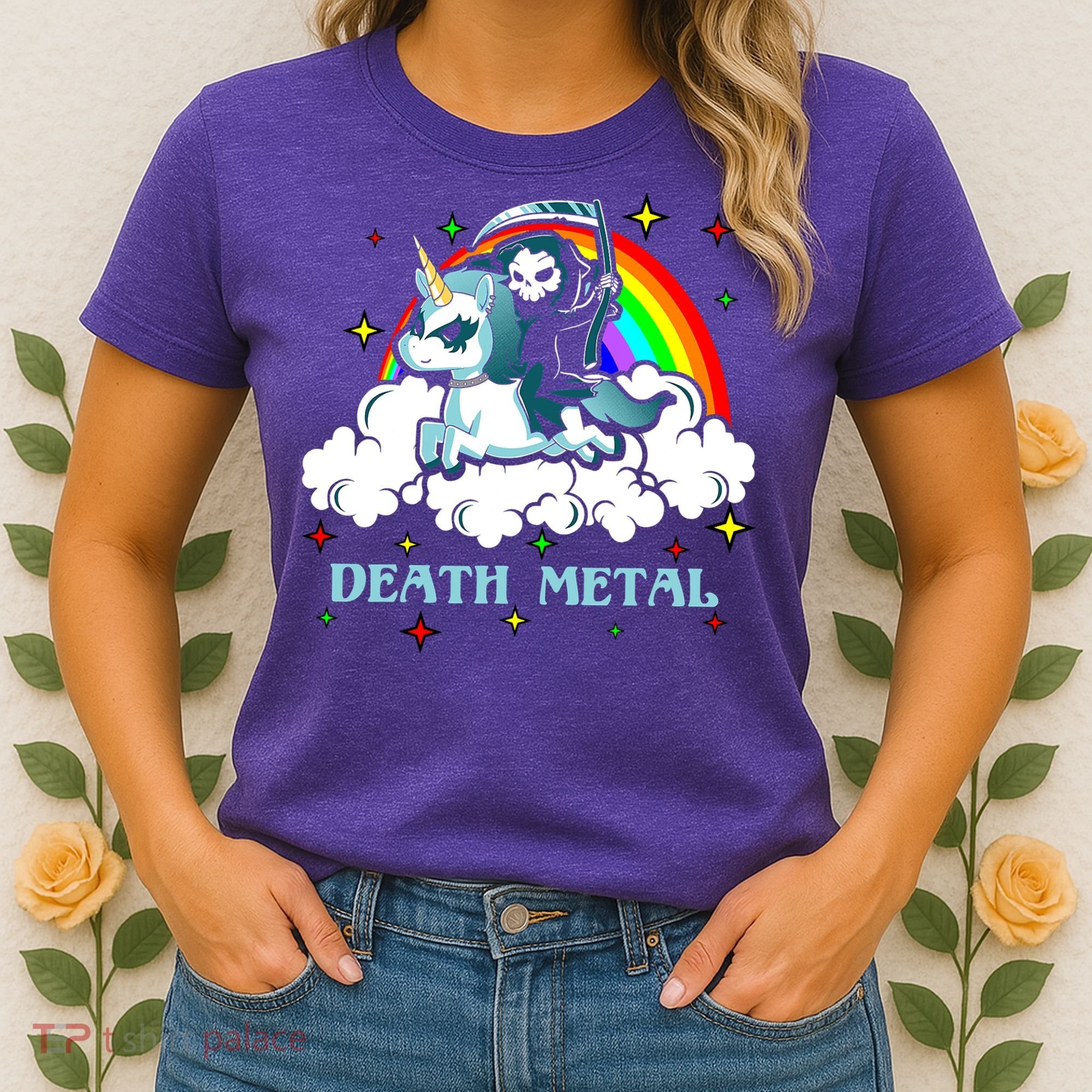 Unicorn Death Metal Rocker Go To Hell Rainbow Women's T-Shirt
