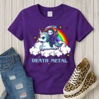 Unicorn Death Metal Rocker Go To Hell Rainbow Women's T-Shirt thumb 3
