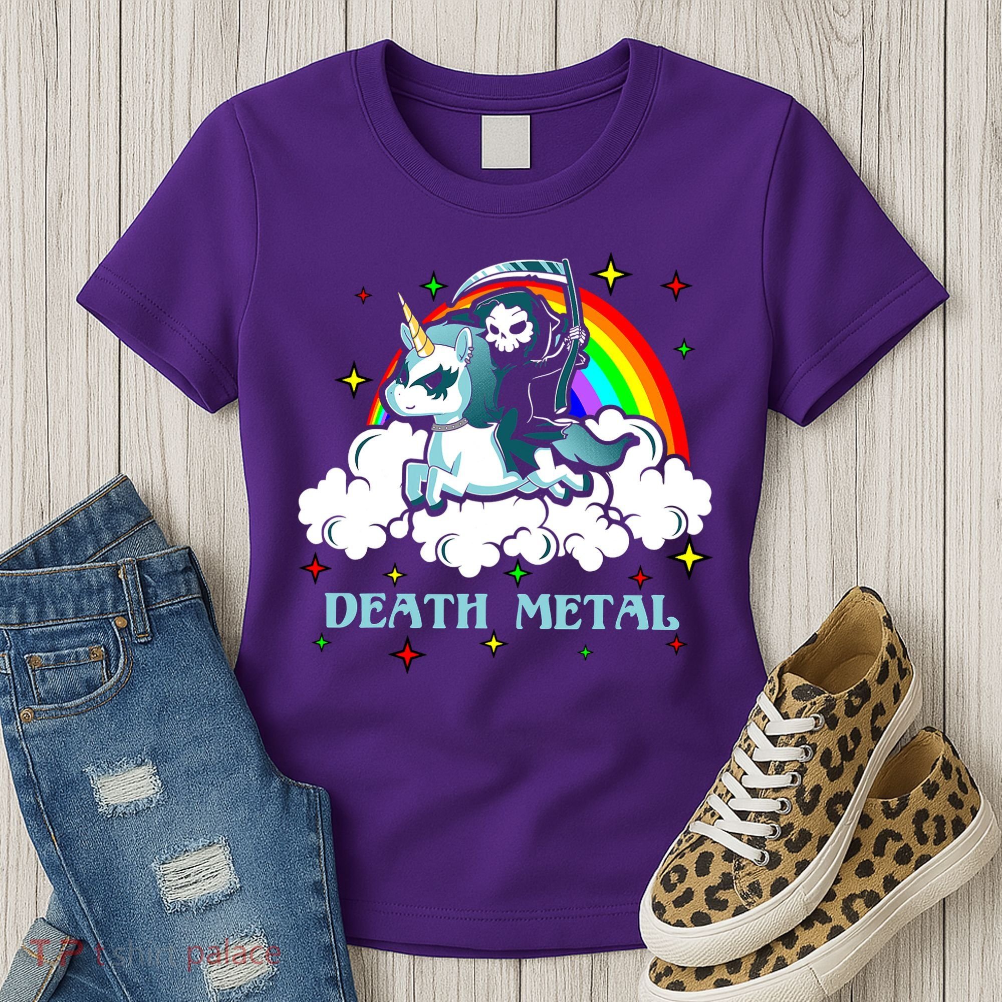 Unicorn Death Metal Rocker Go To Hell Rainbow Women's T-Shirt