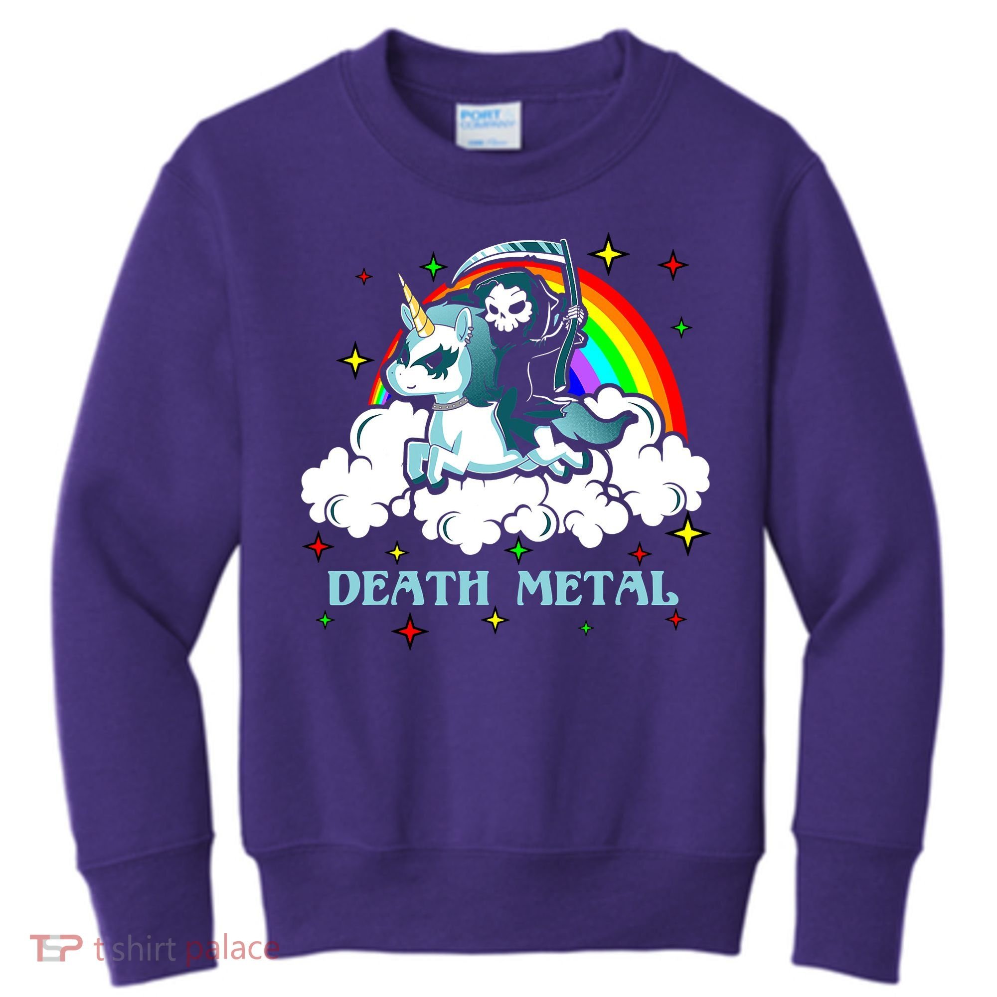 Unicorn Death Metal Rocker Go To Hell Rainbow Kids Sweatshirt