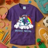 Unicorn Death Metal Rocker Go To Hell Rainbow Kids T-Shirt thumb 3