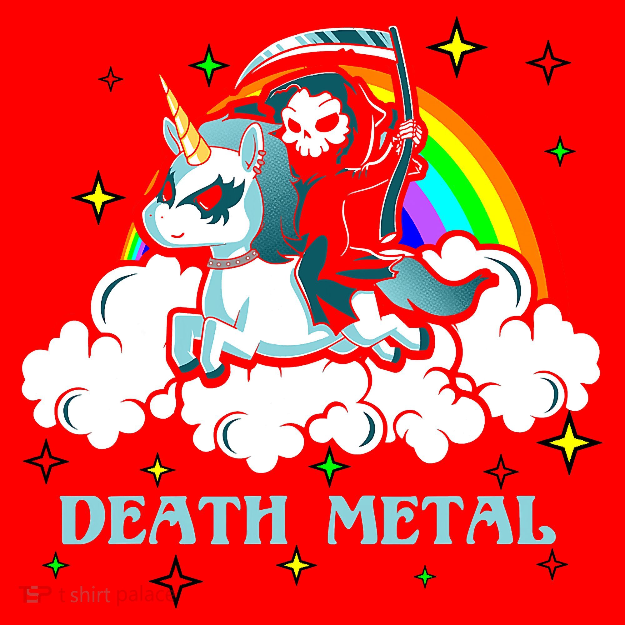 Unicorn Death Metal Rocker Go To Hell Rainbow Santa Hat