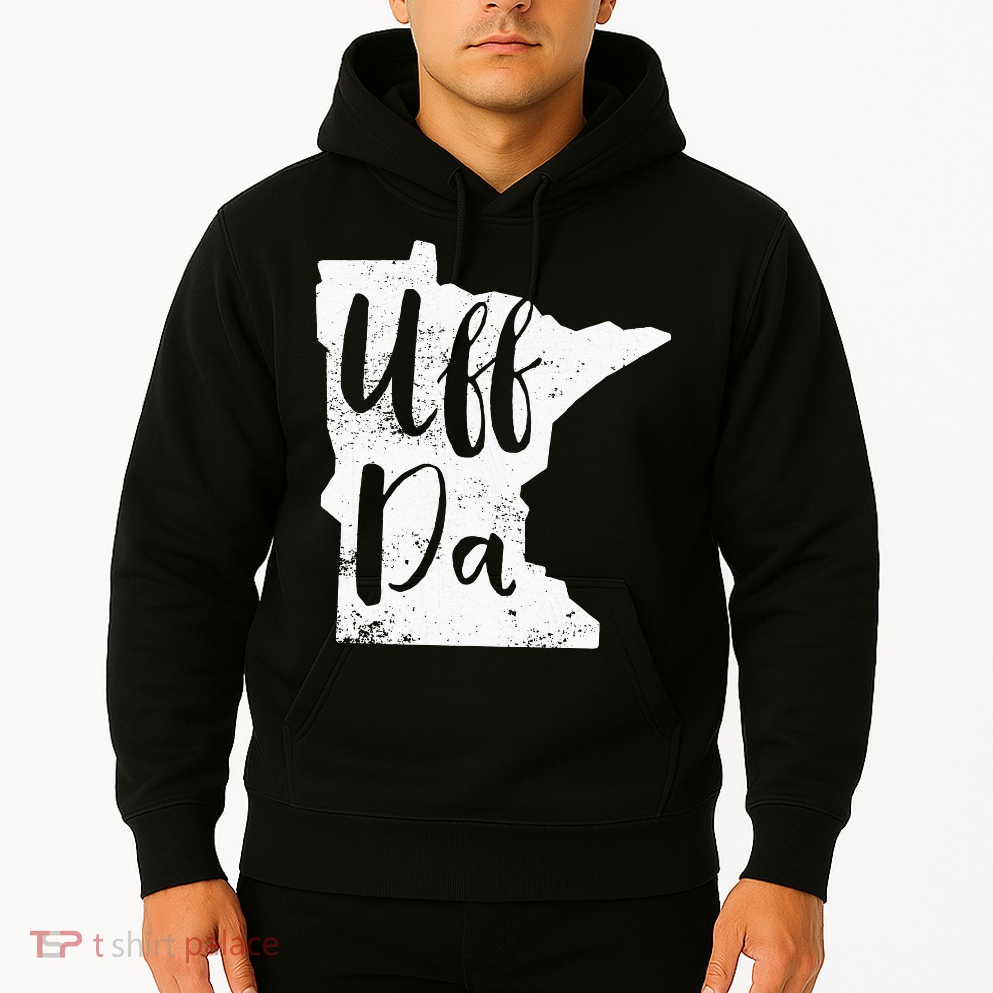 Uff Da Minnesota Map Funny Distressed Hoodie