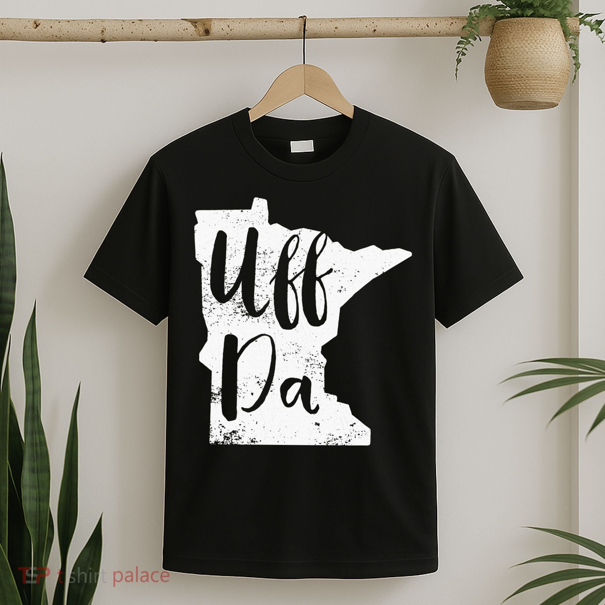 Uff Da Minnesota Map Funny Distressed T-Shirt