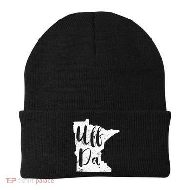 Uff Da Minnesota Map Funny Distressed Beanie