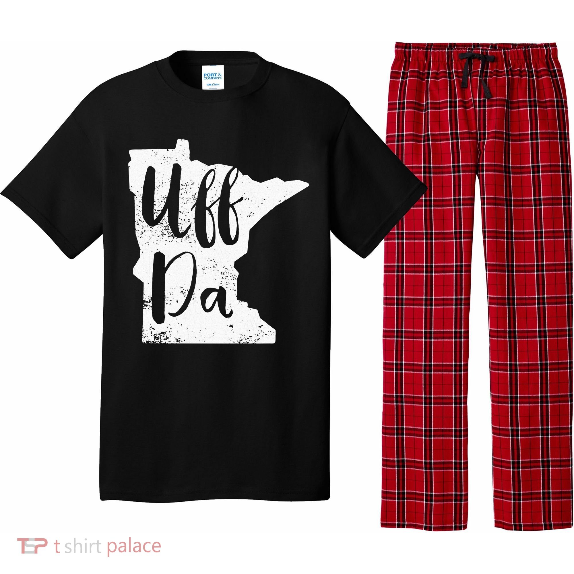 Uff Da Minnesota Map Funny Distressed Pajama Set