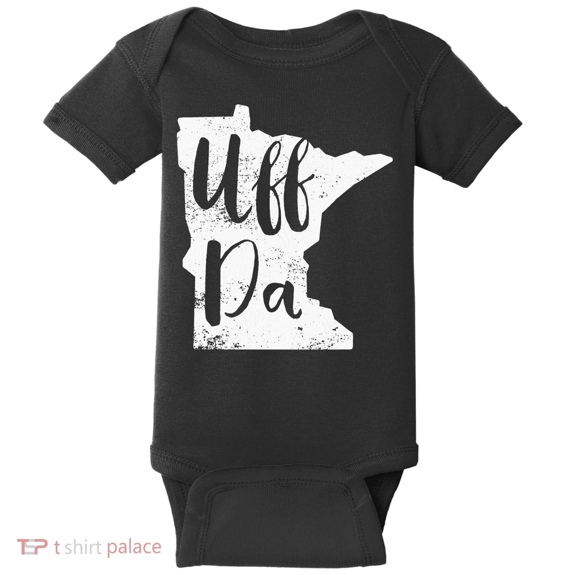 Uff Da Minnesota Map Funny Distressed Baby Bodysuit