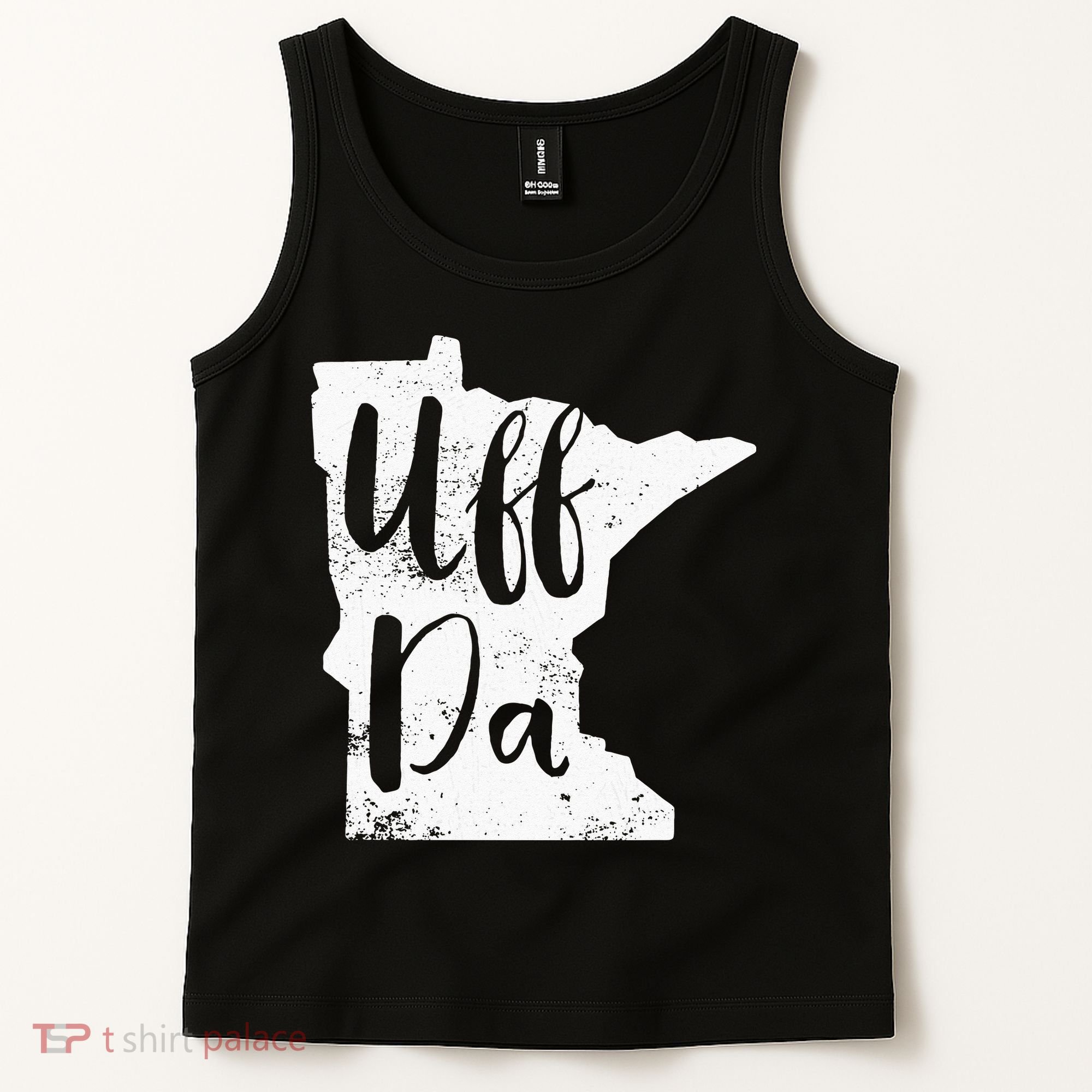 Uff Da Minnesota Map Funny Distressed Tank Top