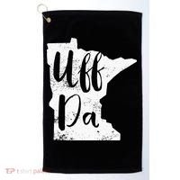 Uff Da Minnesota Map Funny Distressed Golf Towel thumb 0