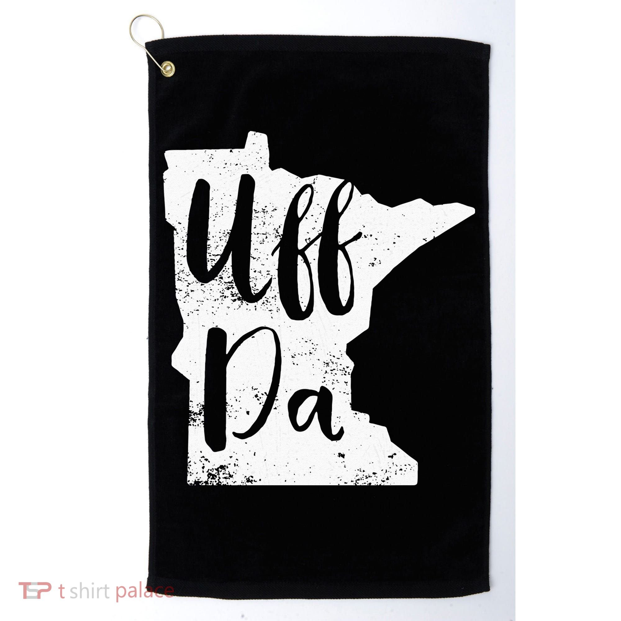 Uff Da Minnesota Map Funny Distressed Golf Towel