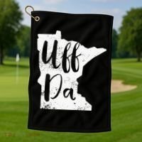Uff Da Minnesota Map Funny Distressed Golf Towel thumb 1