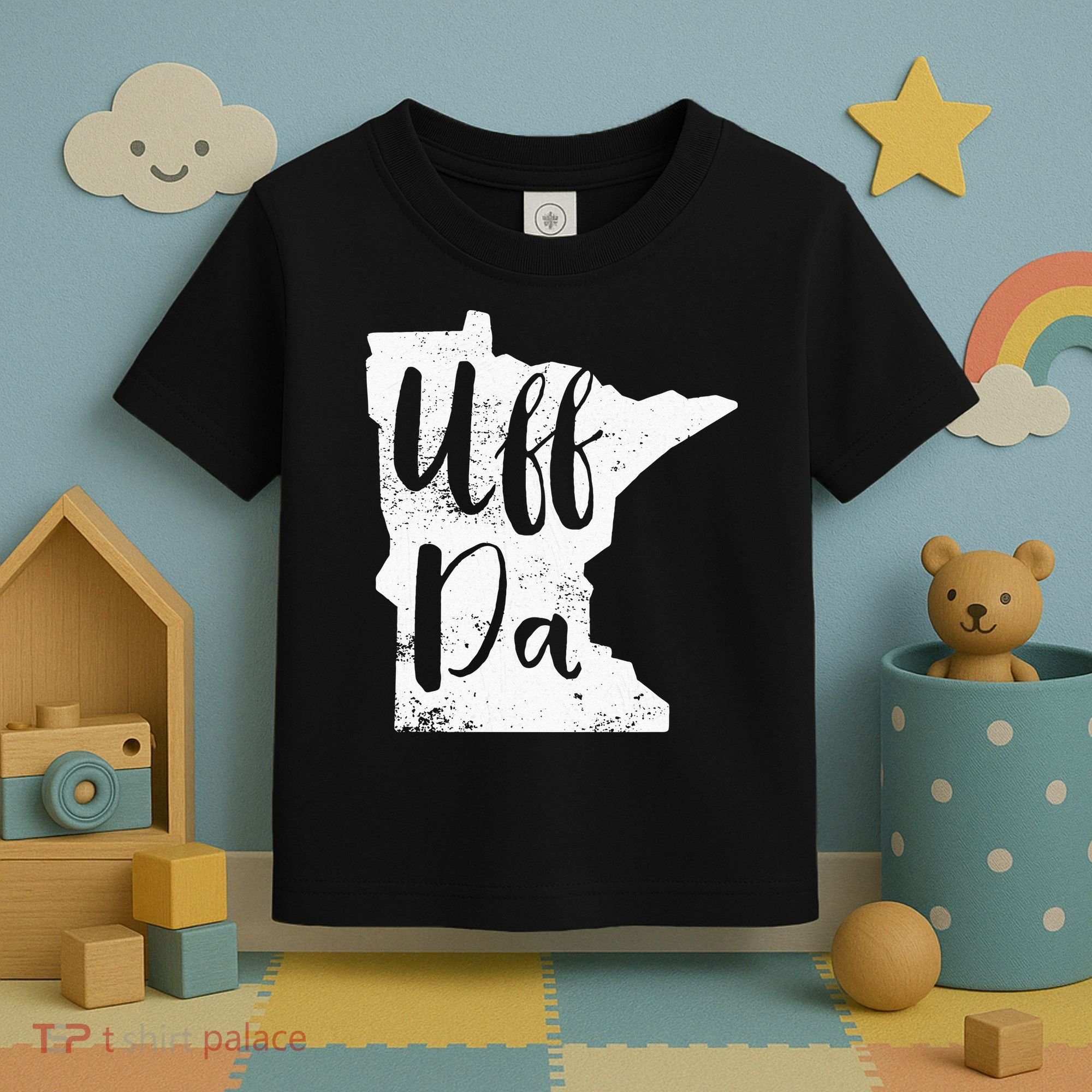 Uff Da Minnesota Map Funny Distressed Toddler T-Shirt
