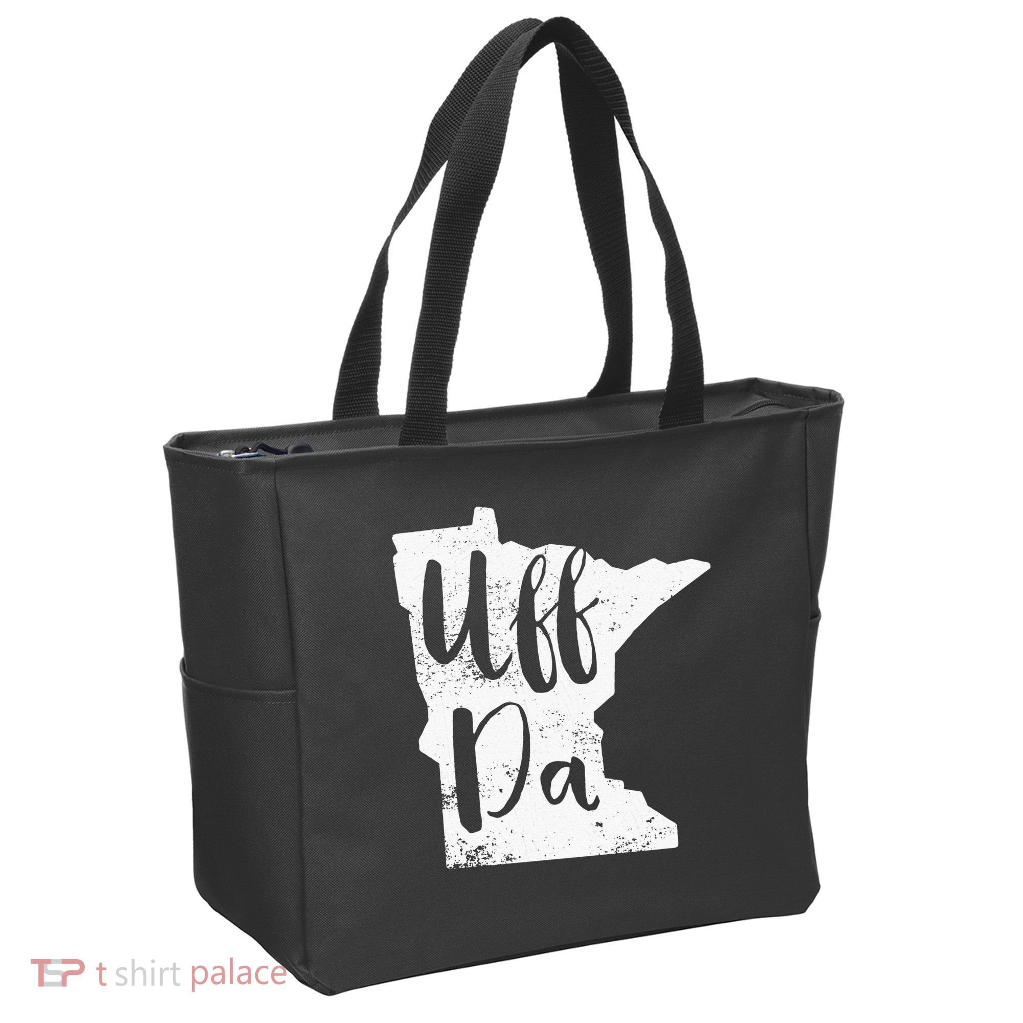Uff Da Minnesota Map Funny Distressed Tote Bag