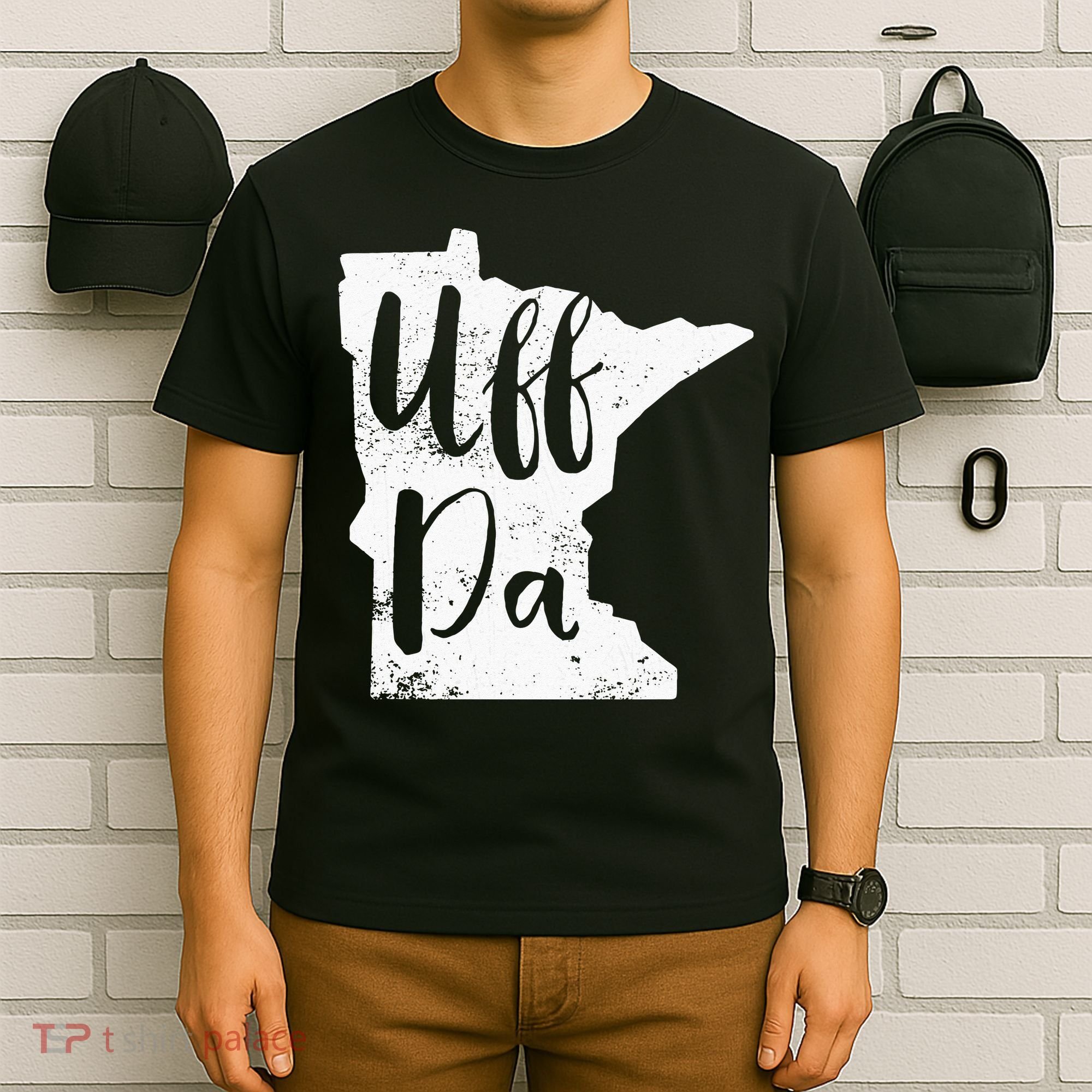 Uff Da Minnesota Map Funny Distressed T-Shirt