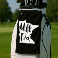 Uff Da Minnesota Map Funny Distressed Golf Towel thumb 2