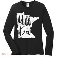 Uff Da Minnesota Map Funny Distressed Women's Long Sleeve Shirt thumb 0