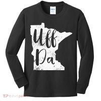 Uff Da Minnesota Map Funny Distressed Kids Long Sleeve Shirt thumb 0