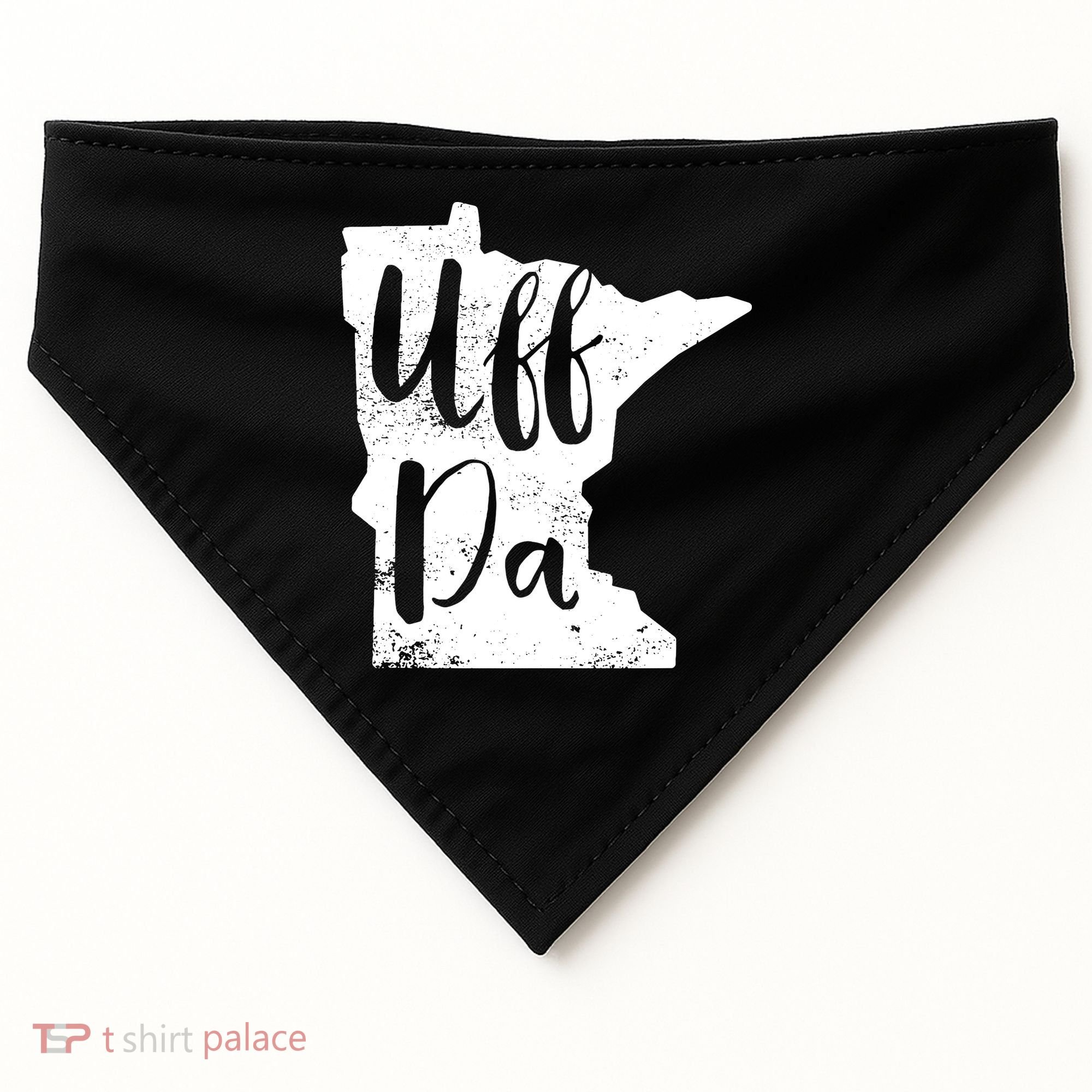 Uff Da Minnesota Map Funny Distressed USA-Made Doggie Bandana