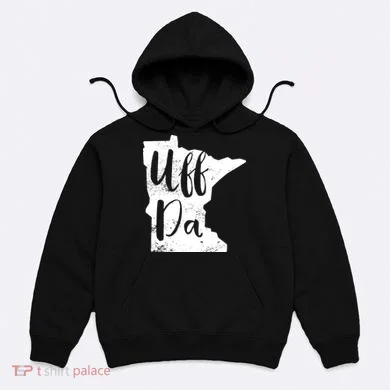 Uff Da Minnesota Map Funny Distressed Hoodie