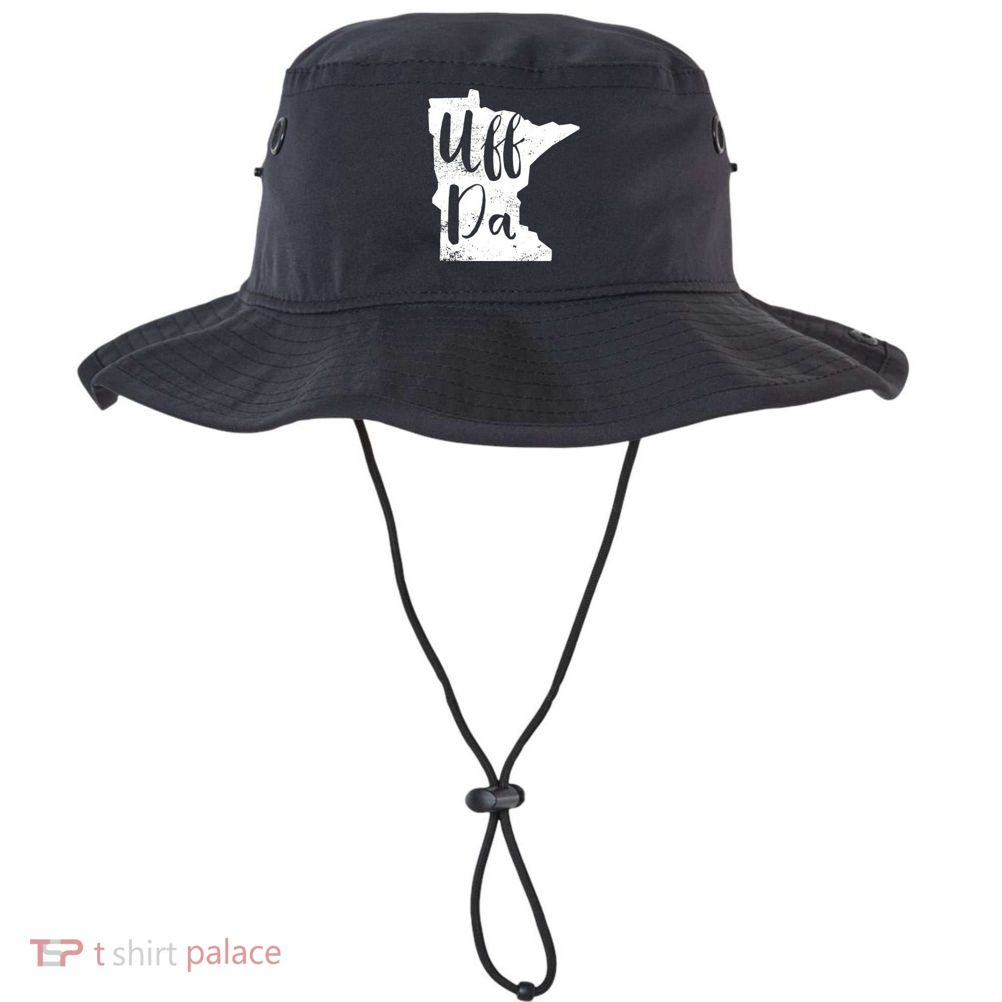 Uff Da Minnesota Map Funny Distressed Bucket Hat