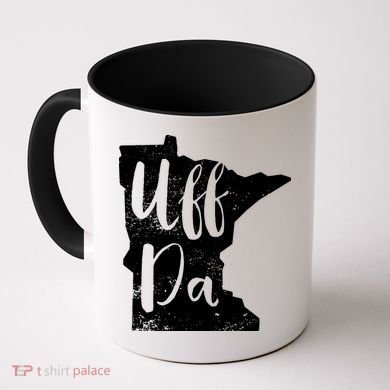 Uff Da Minnesota Map Funny Distressed Coffee Mug