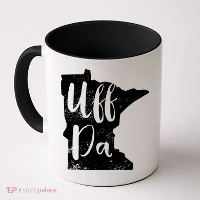 Uff Da Minnesota Map Funny Distressed Coffee Mug