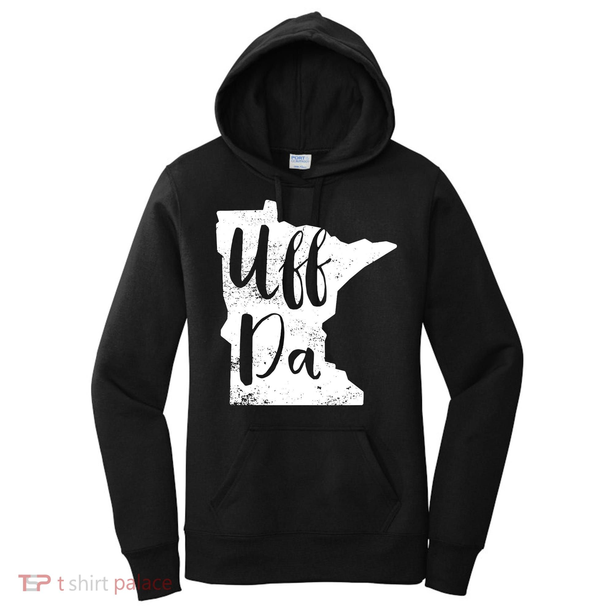 Uff Da Minnesota Map Funny Distressed Women's Hoodie