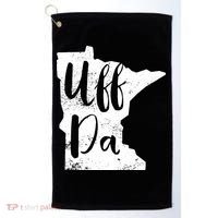 Uff Da Minnesota Map Funny Distressed Golf Towel thumb 0