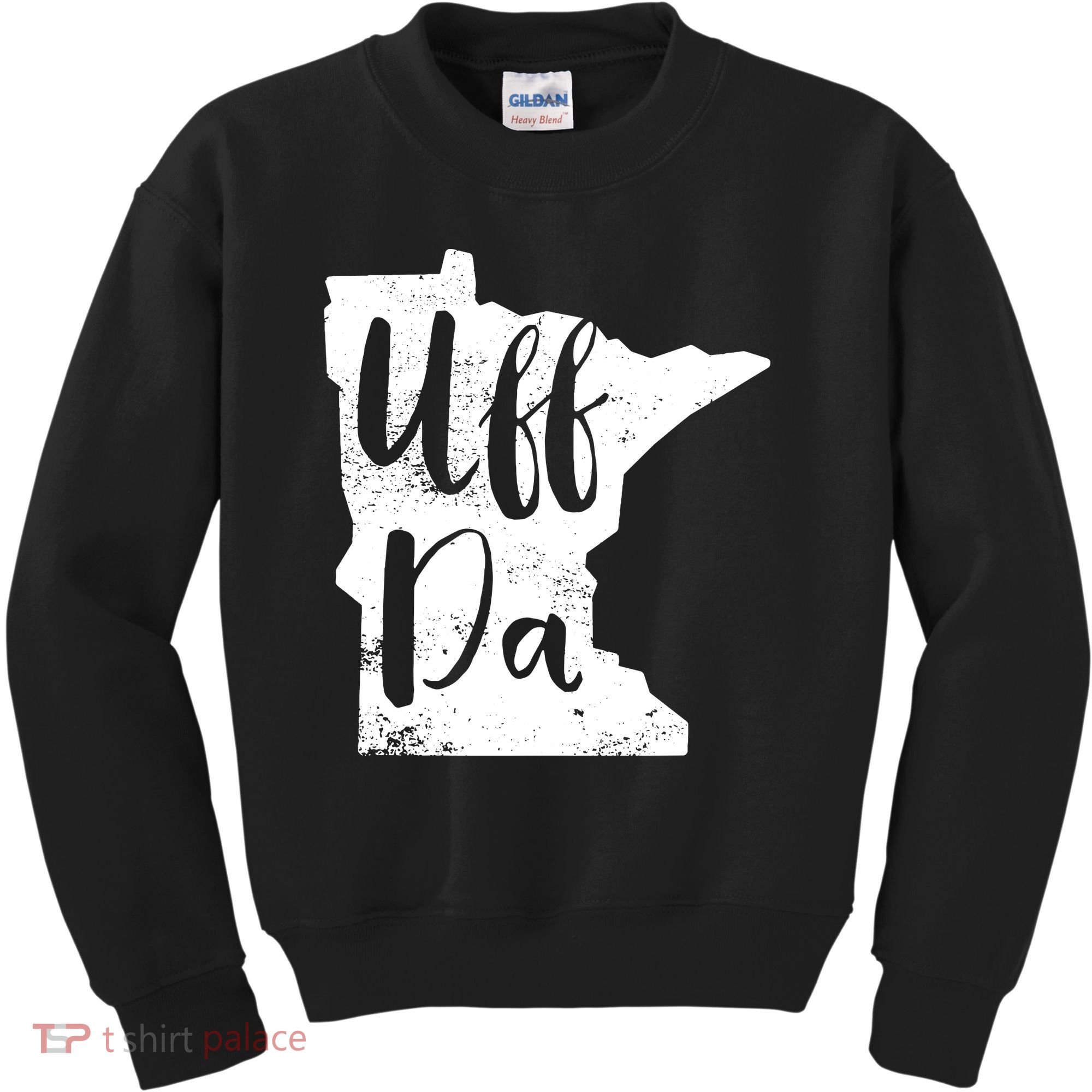 Uff Da Minnesota Map Funny Distressed Kids Sweatshirt