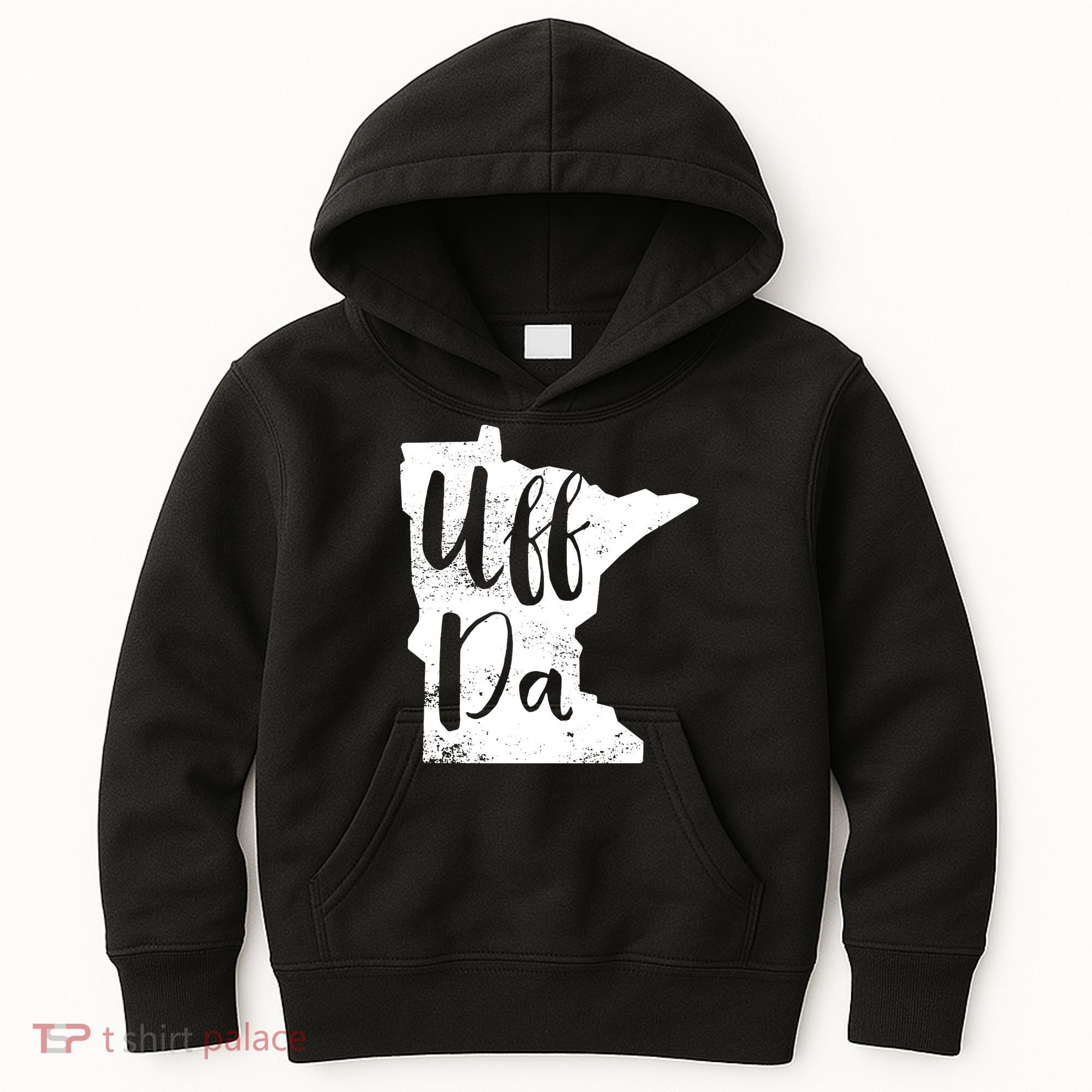 Uff Da Minnesota Map Funny Distressed Kids Hoodie