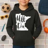 Uff Da Minnesota Map Funny Distressed Kids Hoodie thumb 2