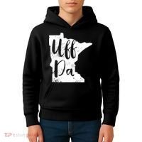 Uff Da Minnesota Map Funny Distressed Kids Hoodie thumb 4