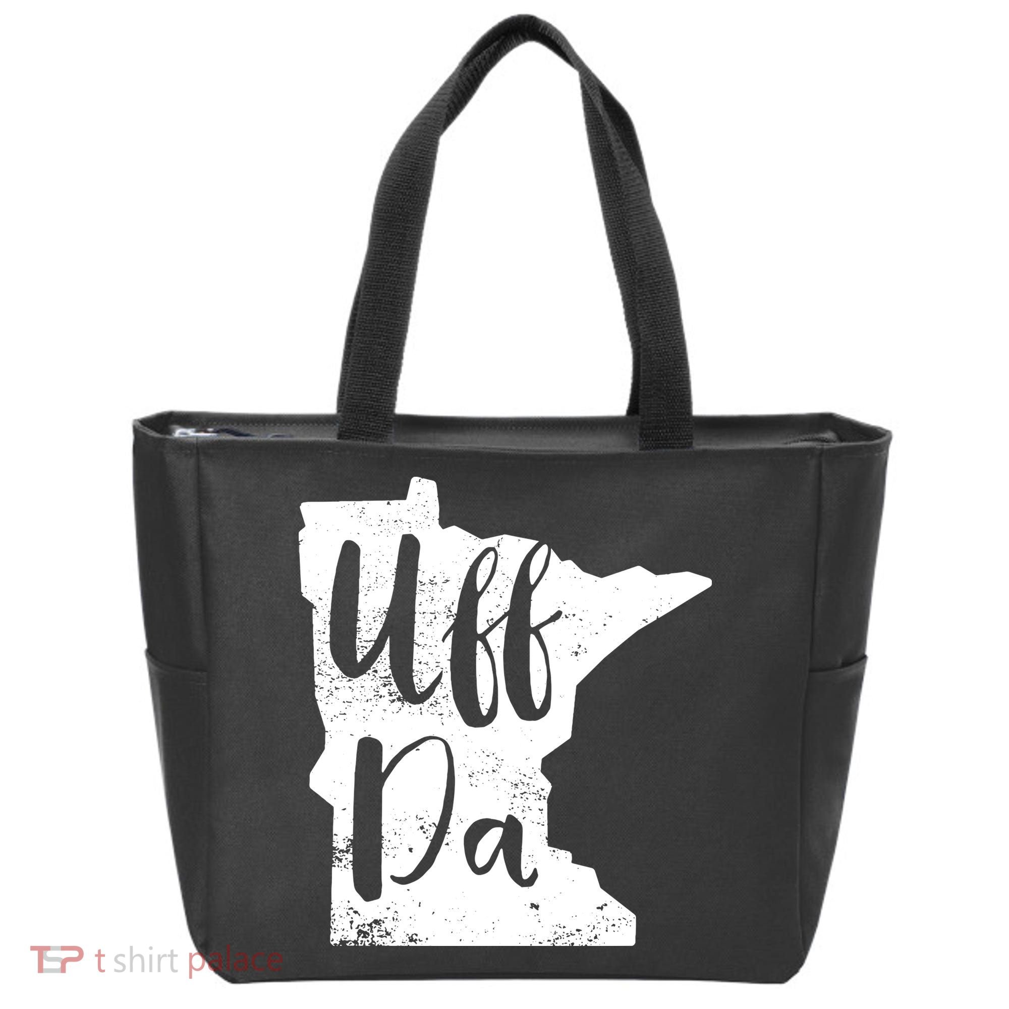 Uff Da Minnesota Map Funny Distressed Tote Bag