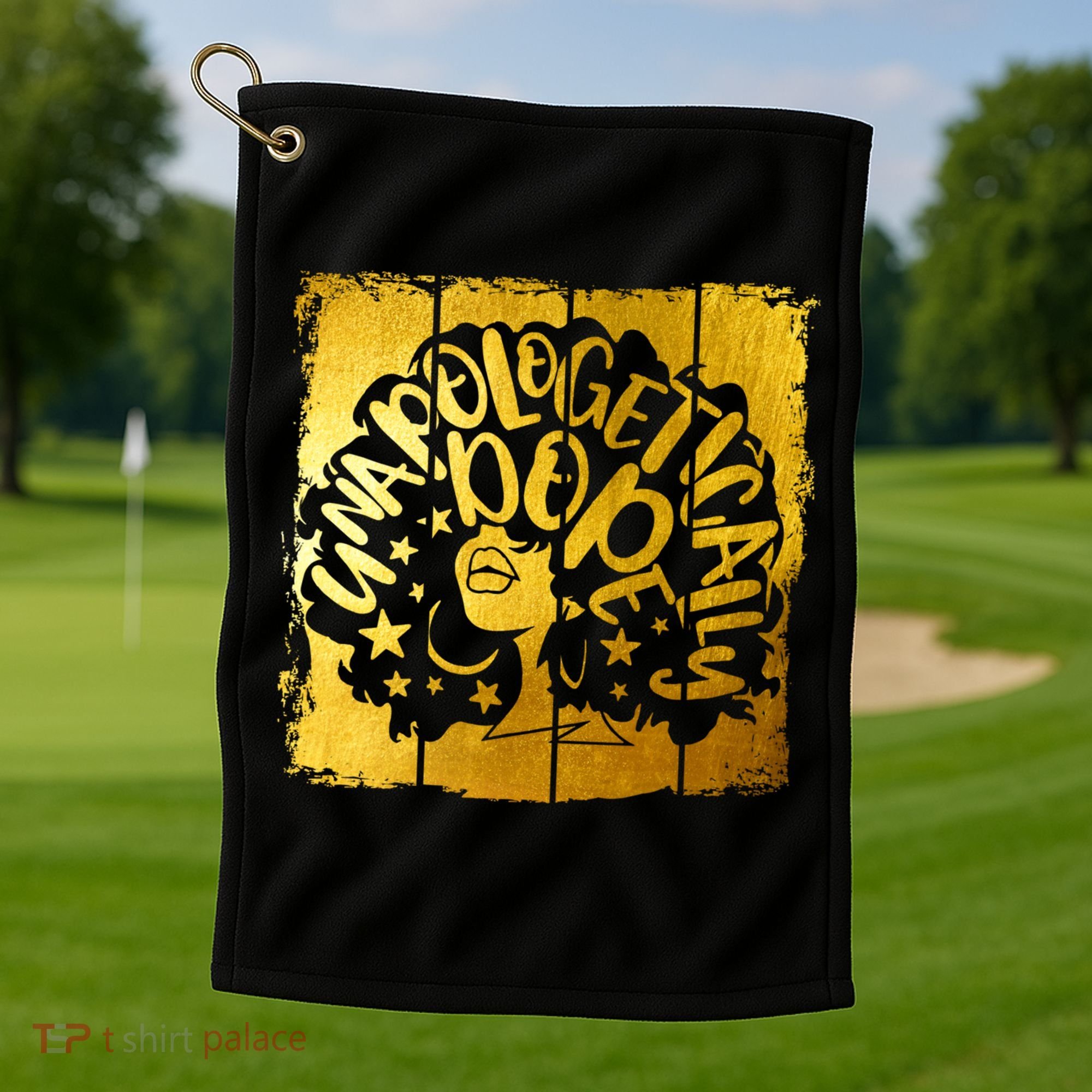 Unapologetically Dope Melanin Black History Gold Silhouette Cool Gift Golf Towel