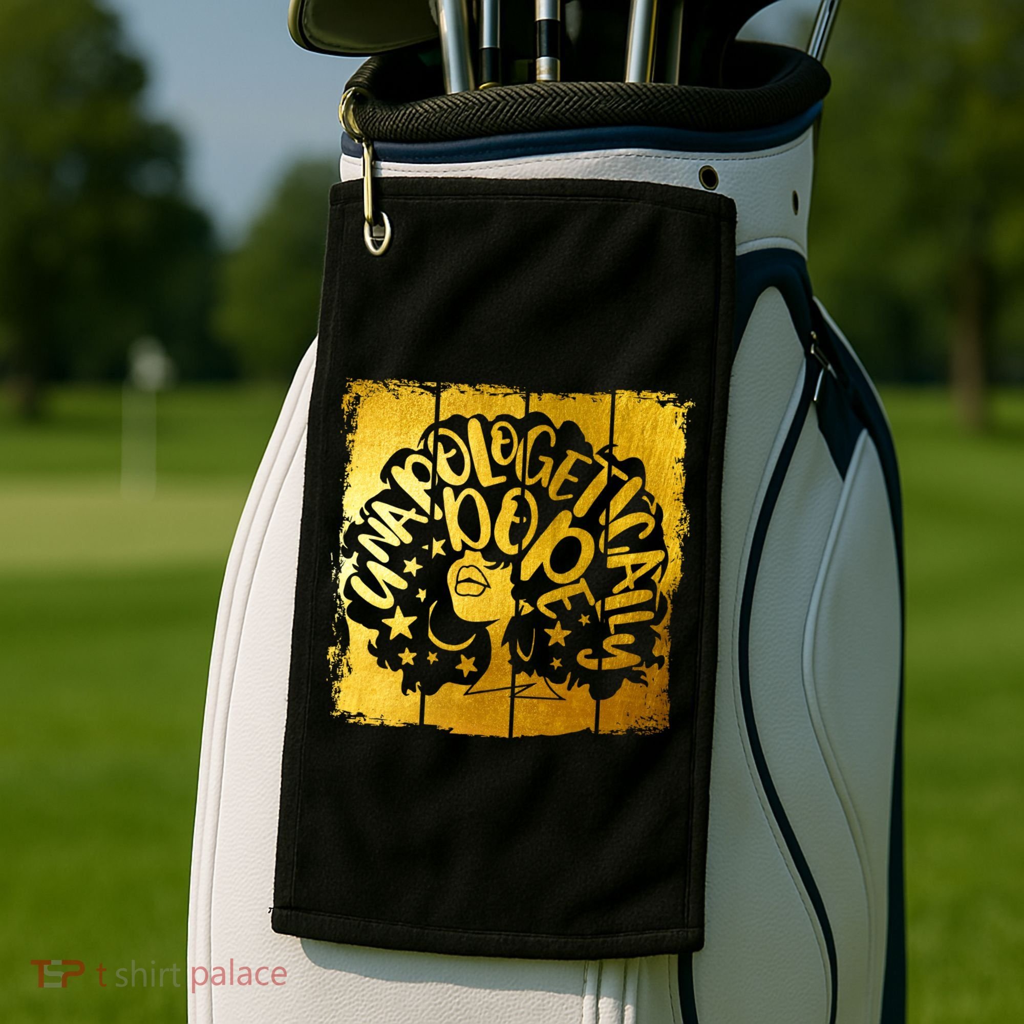 Unapologetically Dope Melanin Black History Gold Silhouette Cool Gift Golf Towel