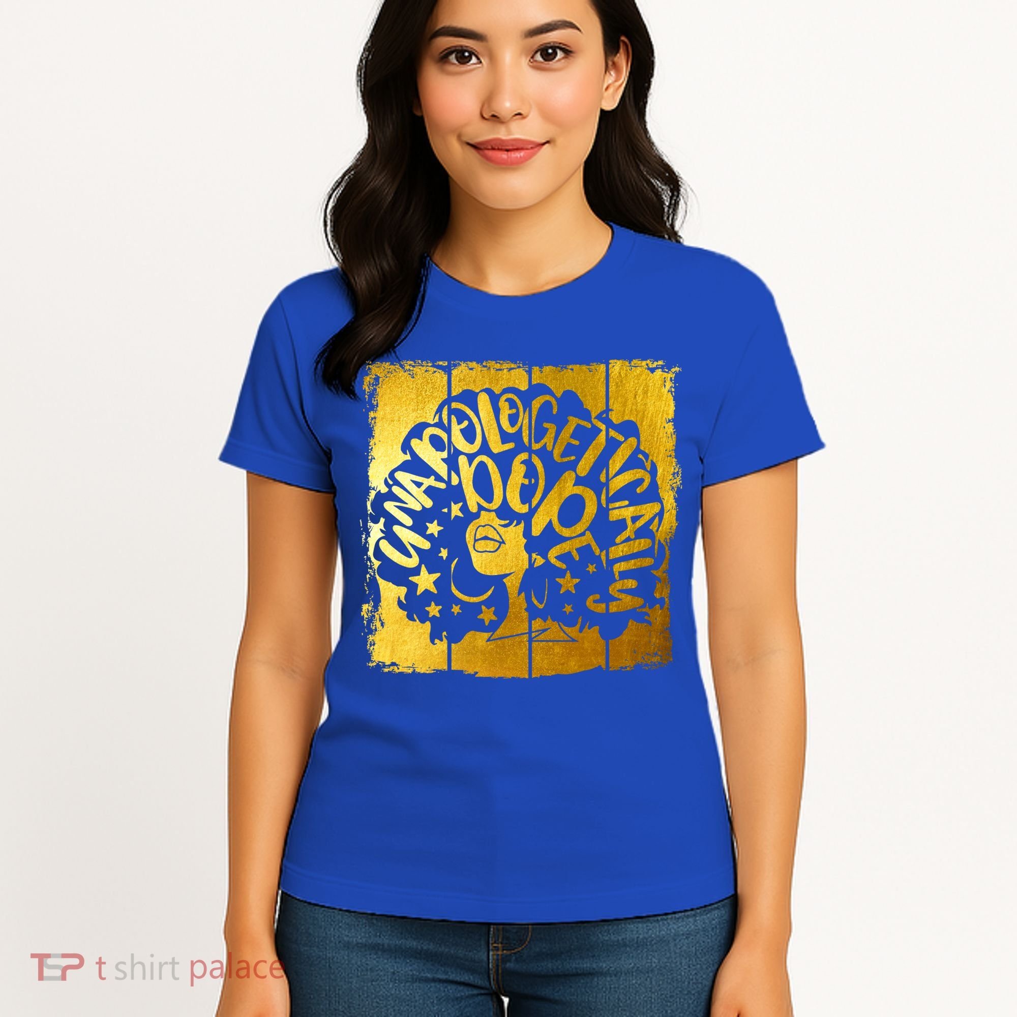 Unapologetically Dope Melanin Black History Gold Silhouette Cool Gift Women's T-Shirt