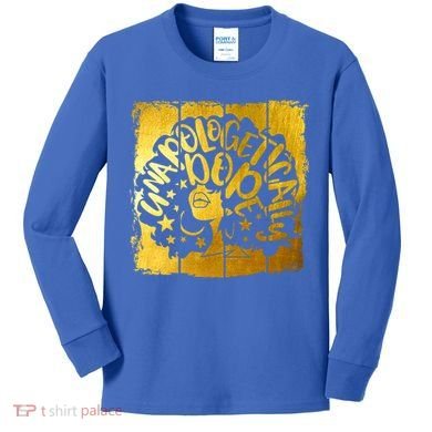 Unapologetically Dope Melanin Black History Gold Silhouette Cool Gift Kids Long Sleeve Shirt