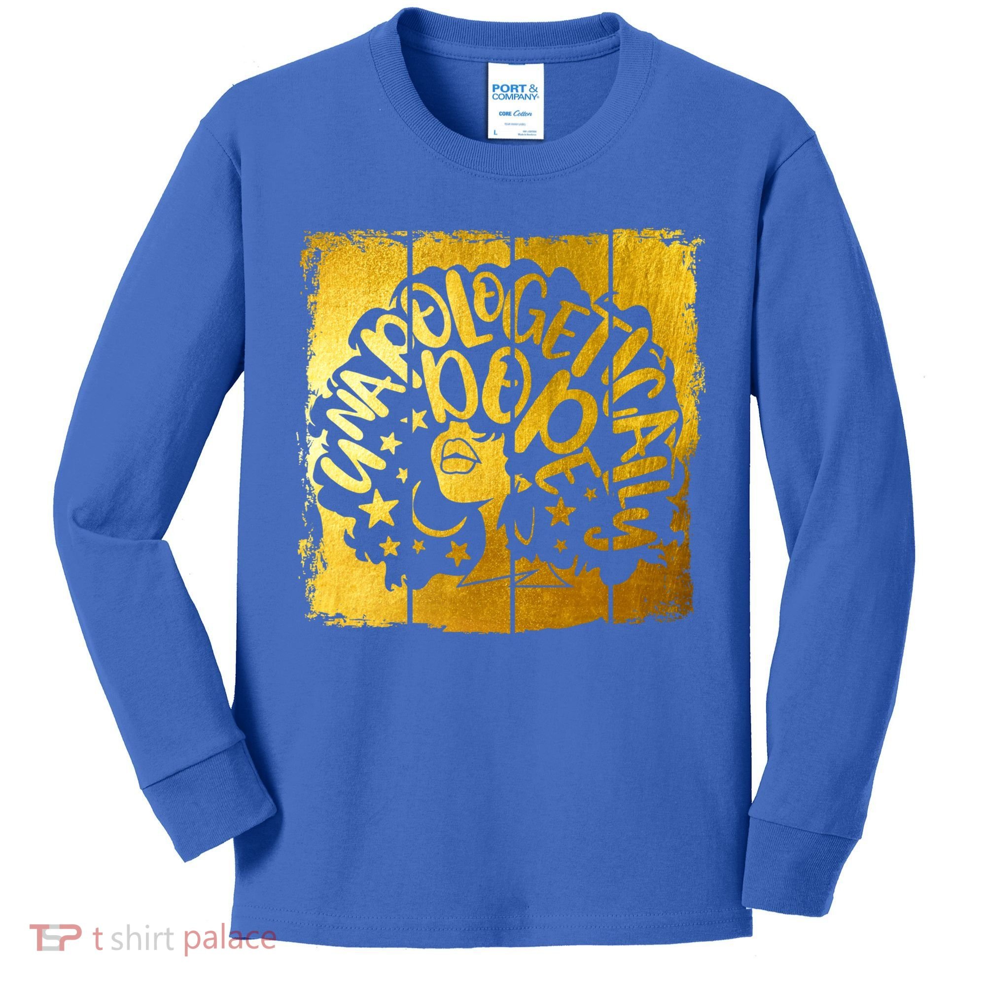 Unapologetically Dope Melanin Black History Gold Silhouette Cool Gift Kids Long Sleeve Shirt
