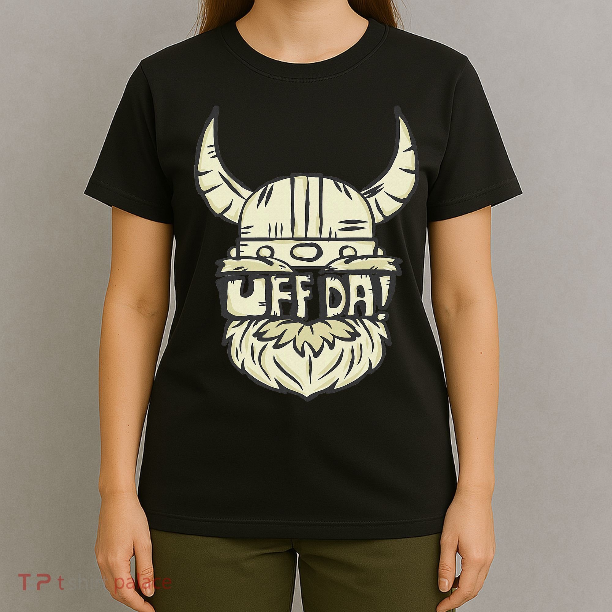 Uff Da Norwegian Quote Scandinavian Helmet T-Shirt